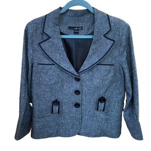 Willi Smith Grey with Black Trim and Buttons Blazer Woman’s Size L